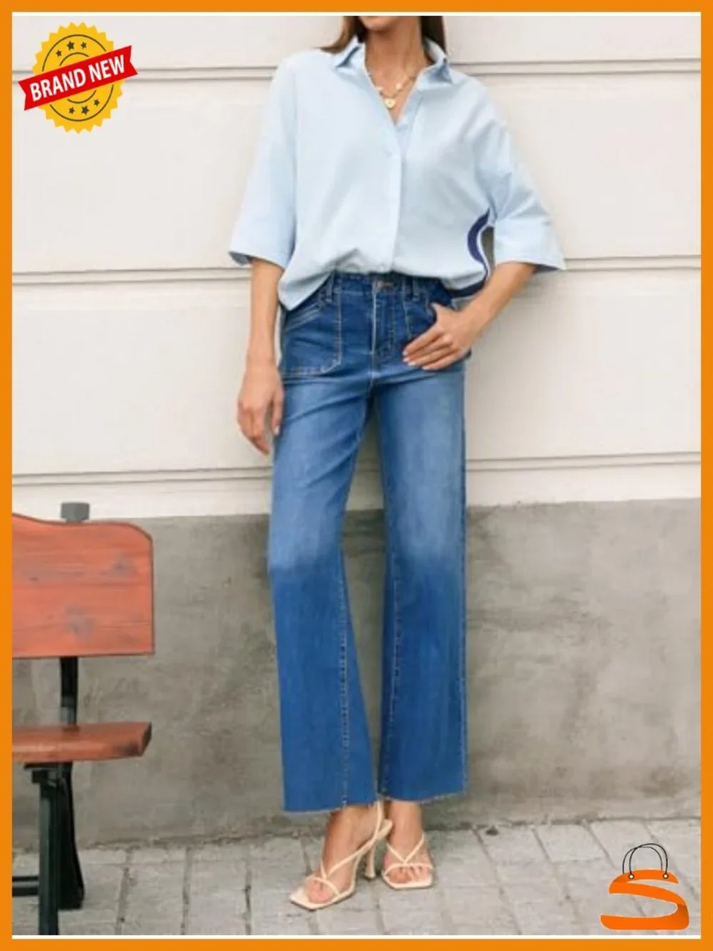 Wide Leg High Waisted Jeans Stretchy Straight Denim Pants Baggy Loose Fit with